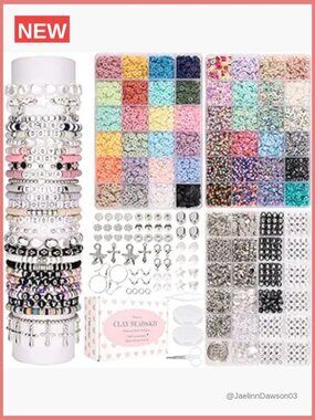 Beading Kit for Jewelry Making, 10000 Pcs Clay Beads with Charms